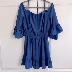 Women’s off shoulder royal blue ruffle dress